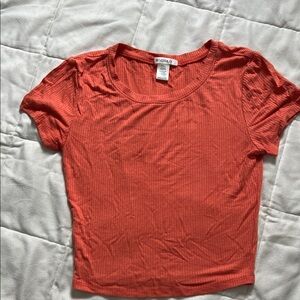Bozzolo Women's Vibrant Orange Ribbed Tee